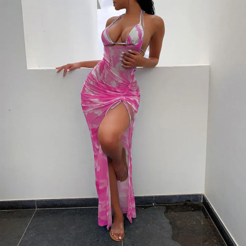 Print Sleeveless Sheer Mesh 3PCS Swimsuit Set