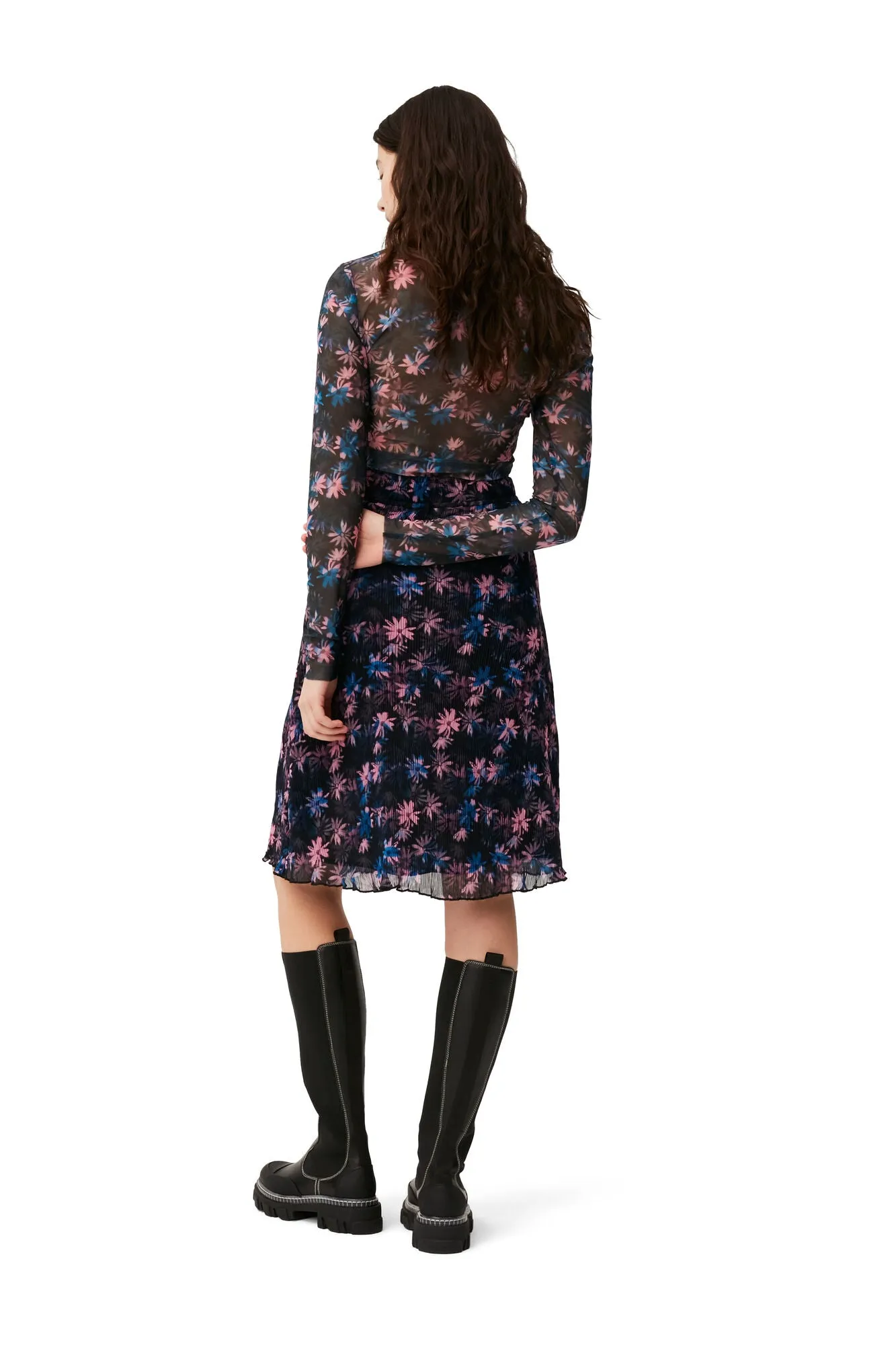 Printed Mesh Rollneck Top