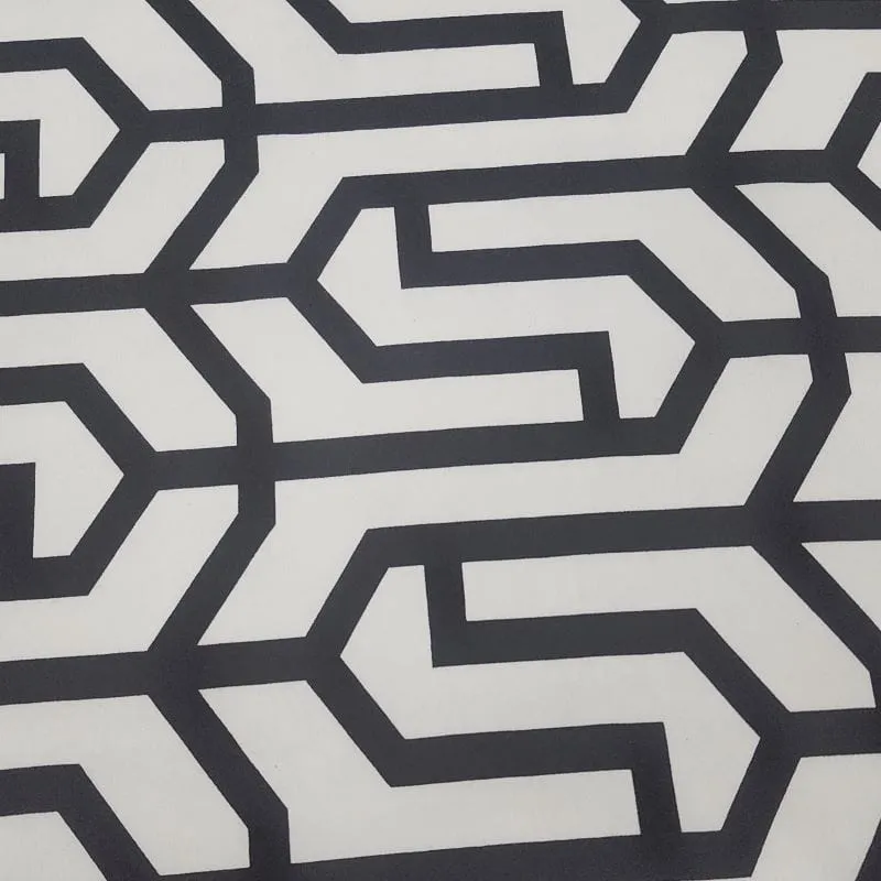 Printed Nylon Rayon Fabric Black/Cream 150cm