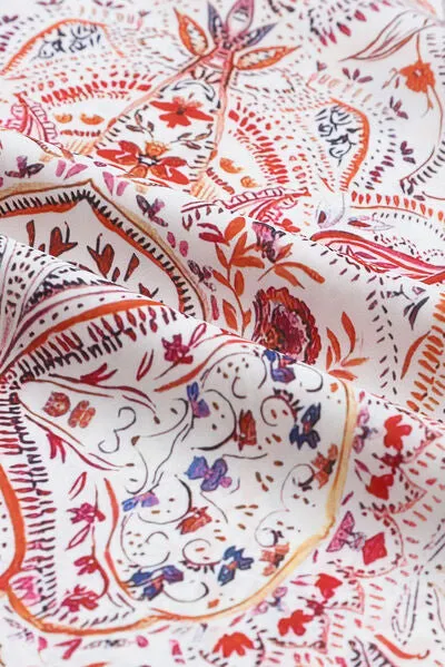 Printed Tie Neck Long Sleeve Blouse