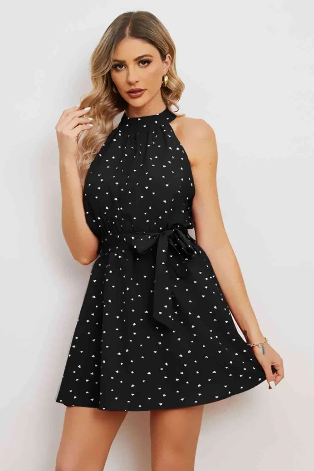 Printed Tie Waist Mini Dress (2 Colors)