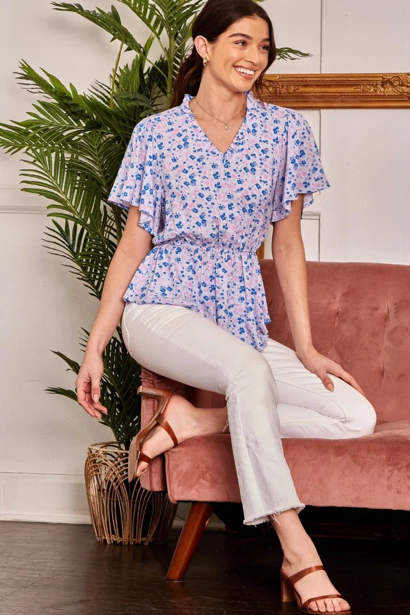 PRINTED V NECKLINE TOP