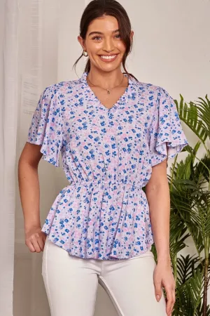 PRINTED V NECKLINE TOP
