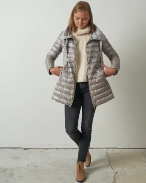 puffer w/ taffeta back - silver