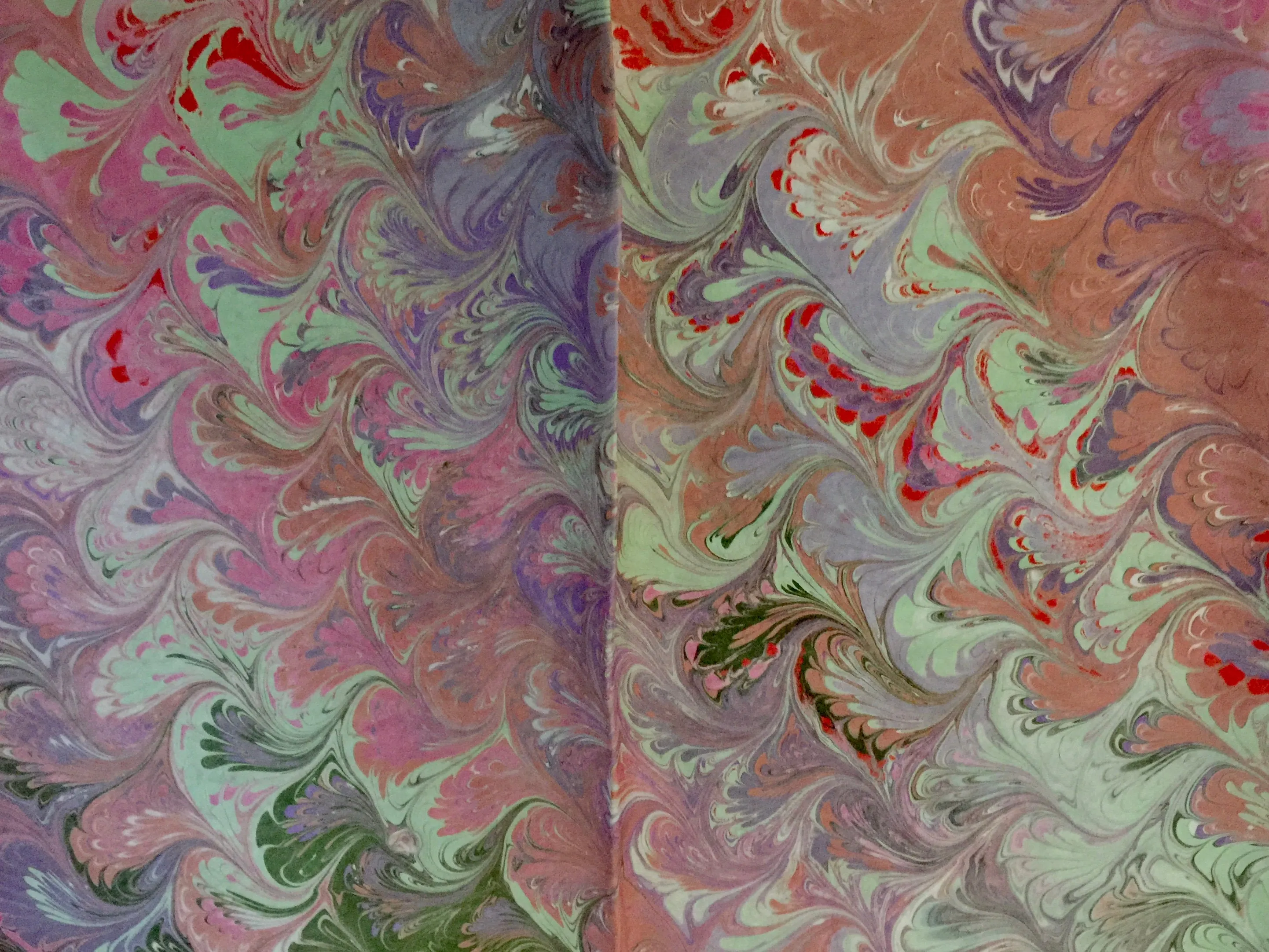 Purple and Green with Red accent Bouquet Patterned Habotai Silk 14x72"