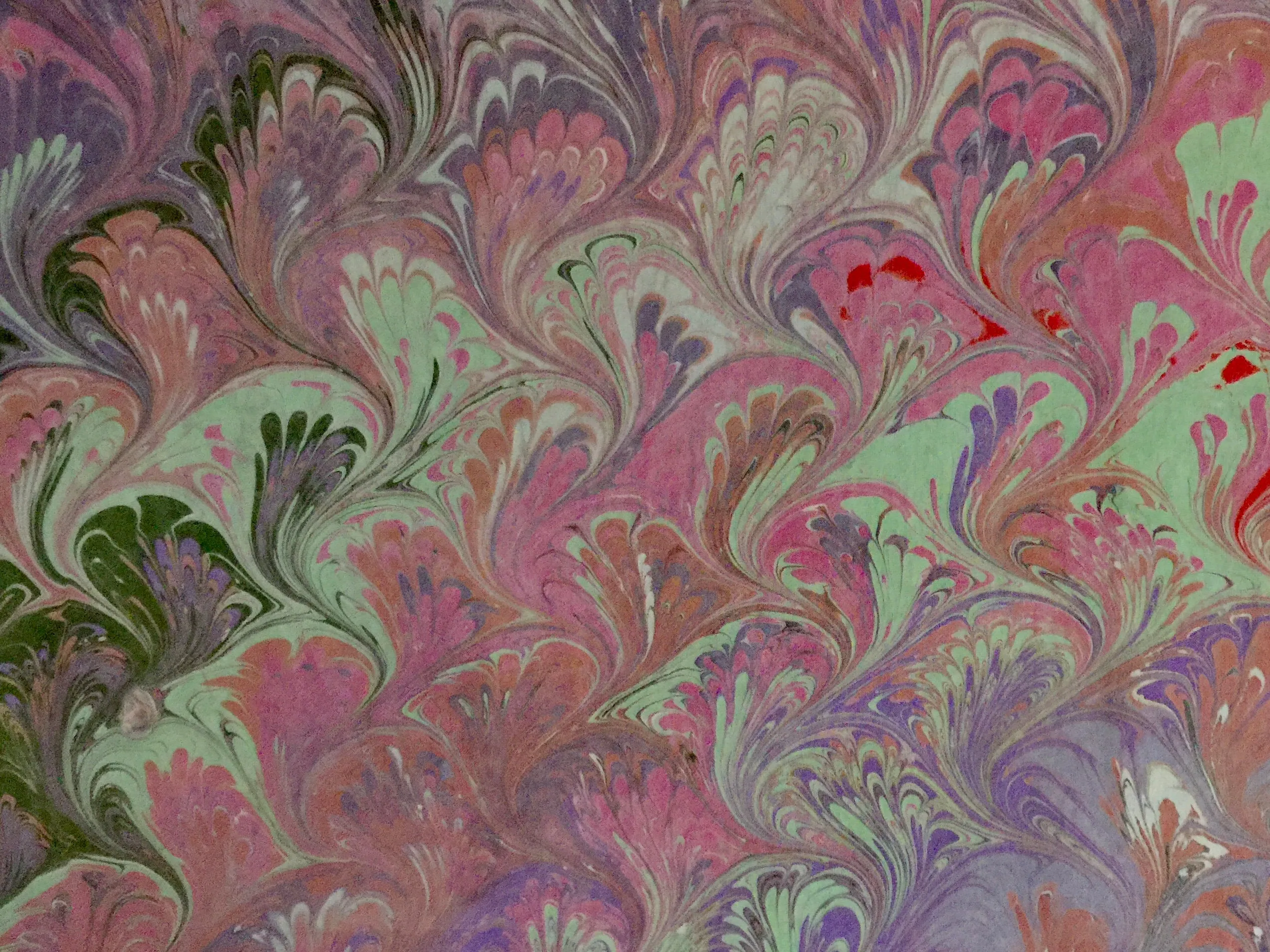 Purple and Green with Red accent Bouquet Patterned Habotai Silk 14x72"