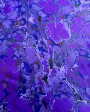 Purple floral 21x21 Square Habotai silk. Wear this unique piece in your hair, as a neckerchief, pocket square, or accessorize your dog.