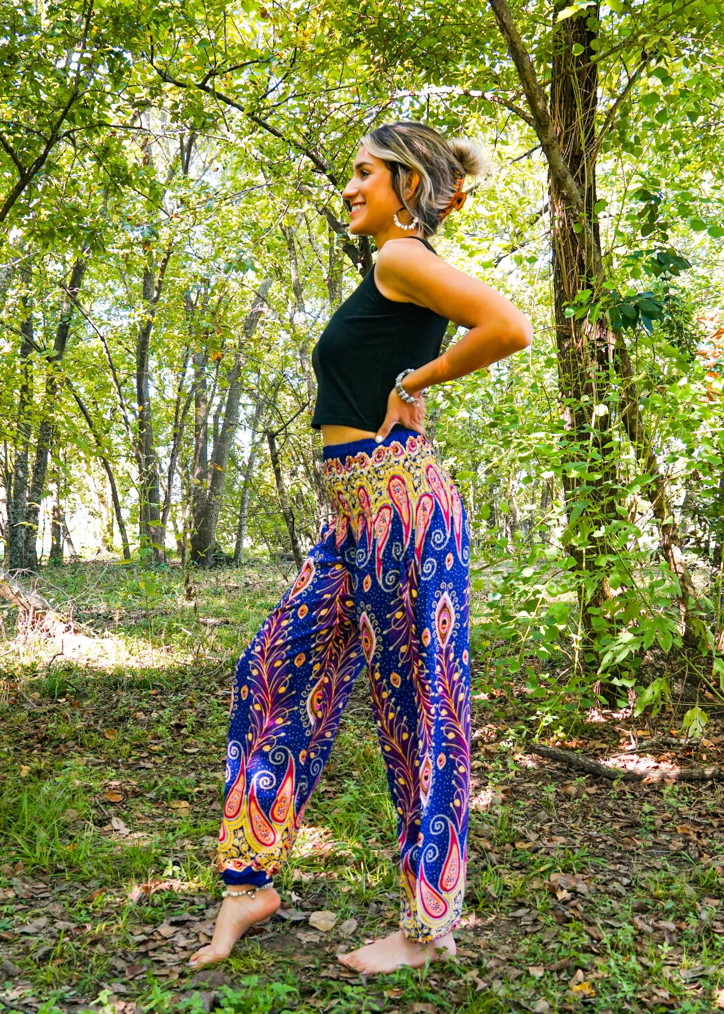Purple Fun Peacock Harem Pants