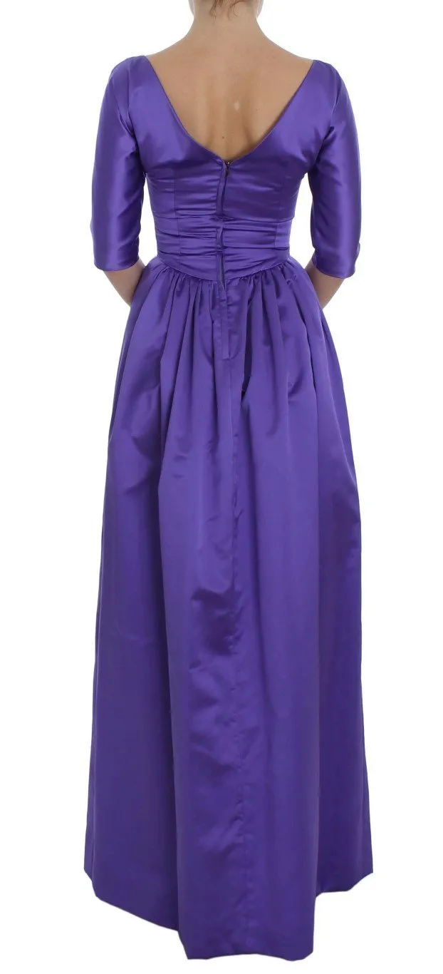 Purple Silk Ball Gown Full Length Dress