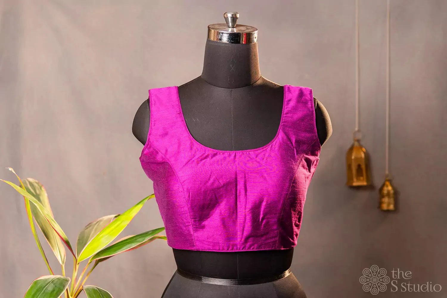 Purple sleeveless cotton readymade blouse