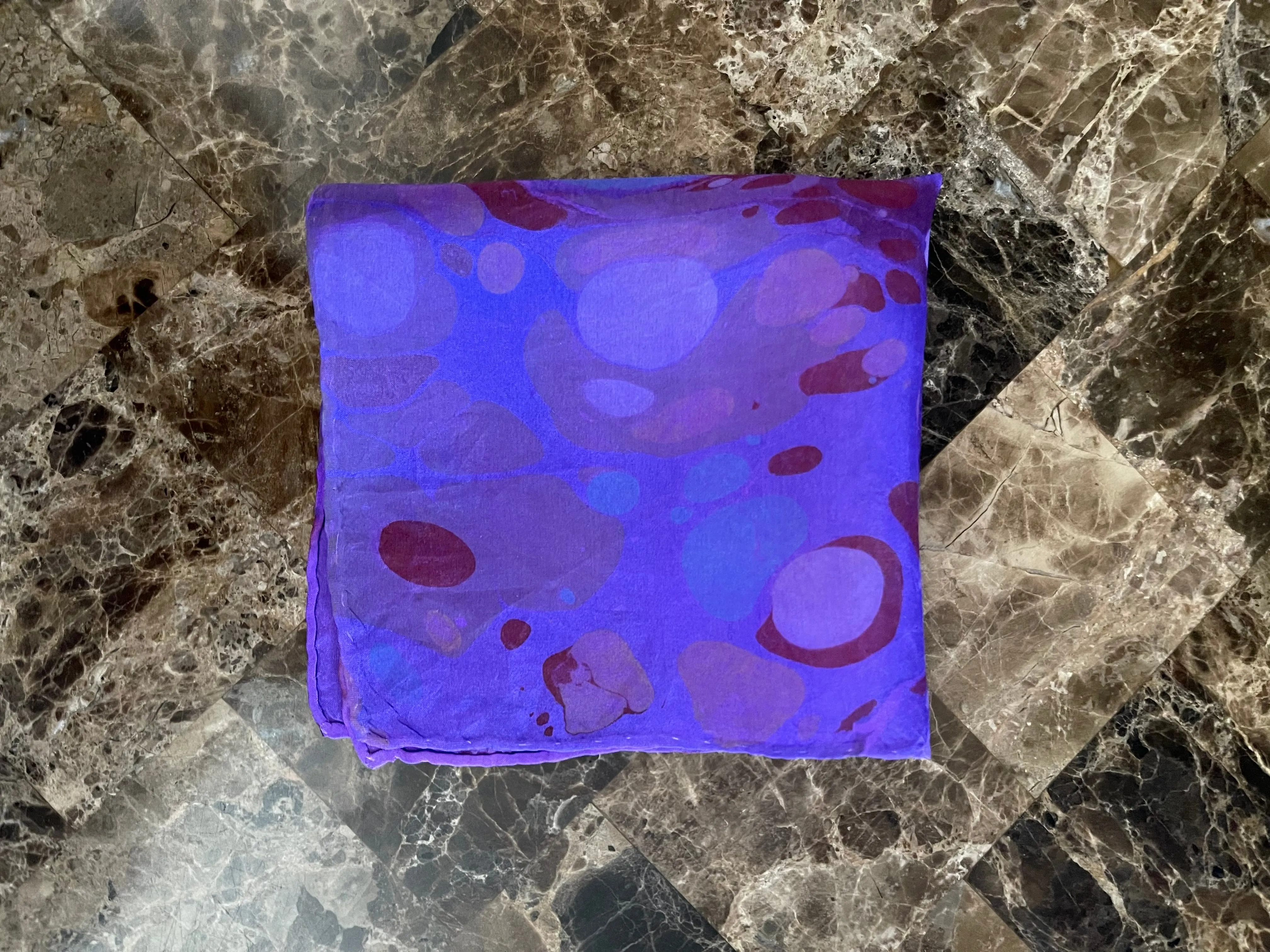 Purple Stone 11x11”  Habotai silk,  pocket square, doily, hair tie, or accessorize your dog.
