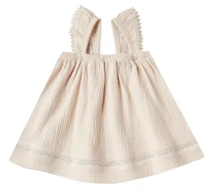 Quincy Mae Natural Woven Ruffled Tube Dress