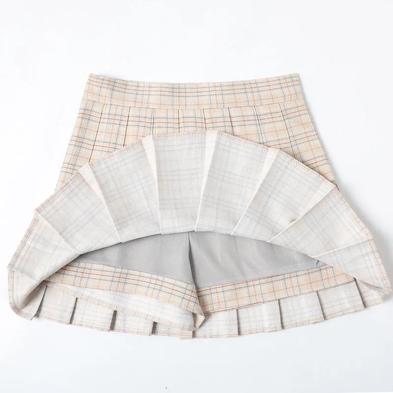 "LIGHT COLOR PLAID PLEATED" SKIRT N102804