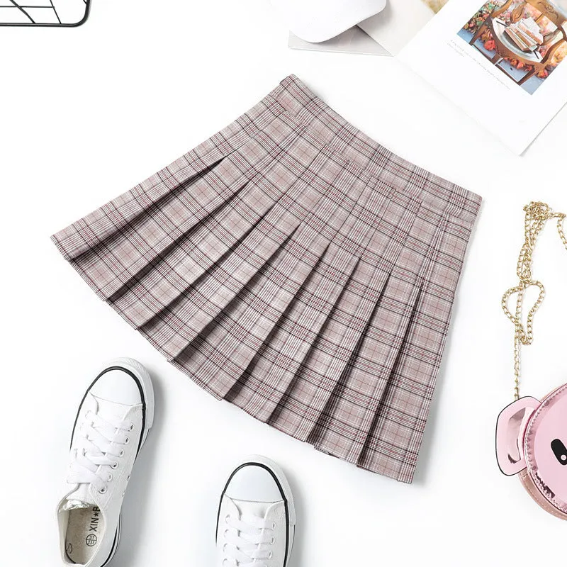 "LIGHT COLOR PLAID PLEATED" SKIRT N102804