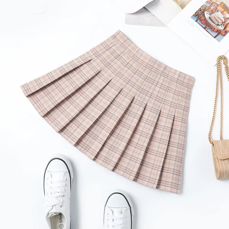 "LIGHT COLOR PLAID PLEATED" SKIRT N102804