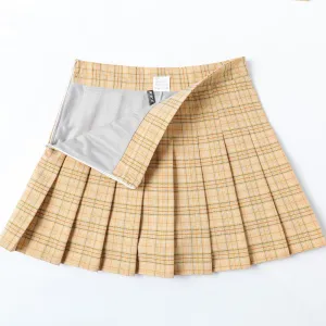 "LIGHT COLOR PLAID PLEATED" SKIRT N102804