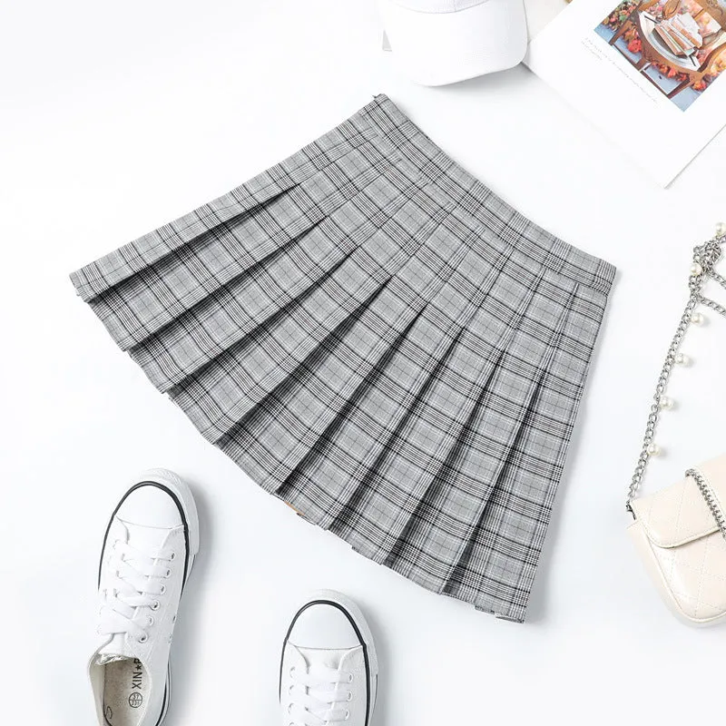 "LIGHT COLOR PLAID PLEATED" SKIRT N102804