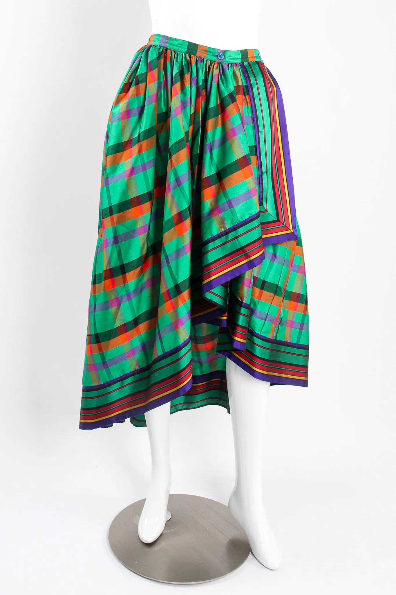 Rainbow Plaid Silk Dress & Skirt Set