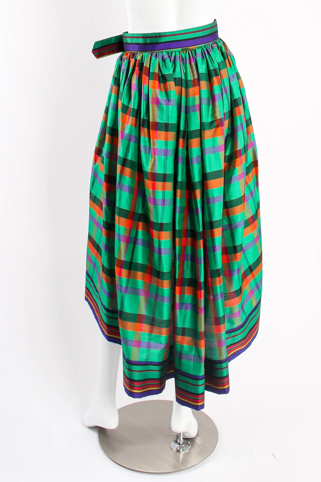 Rainbow Plaid Silk Dress & Skirt Set