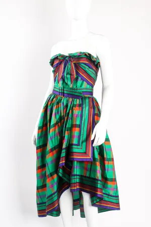 Rainbow Plaid Silk Dress & Skirt Set