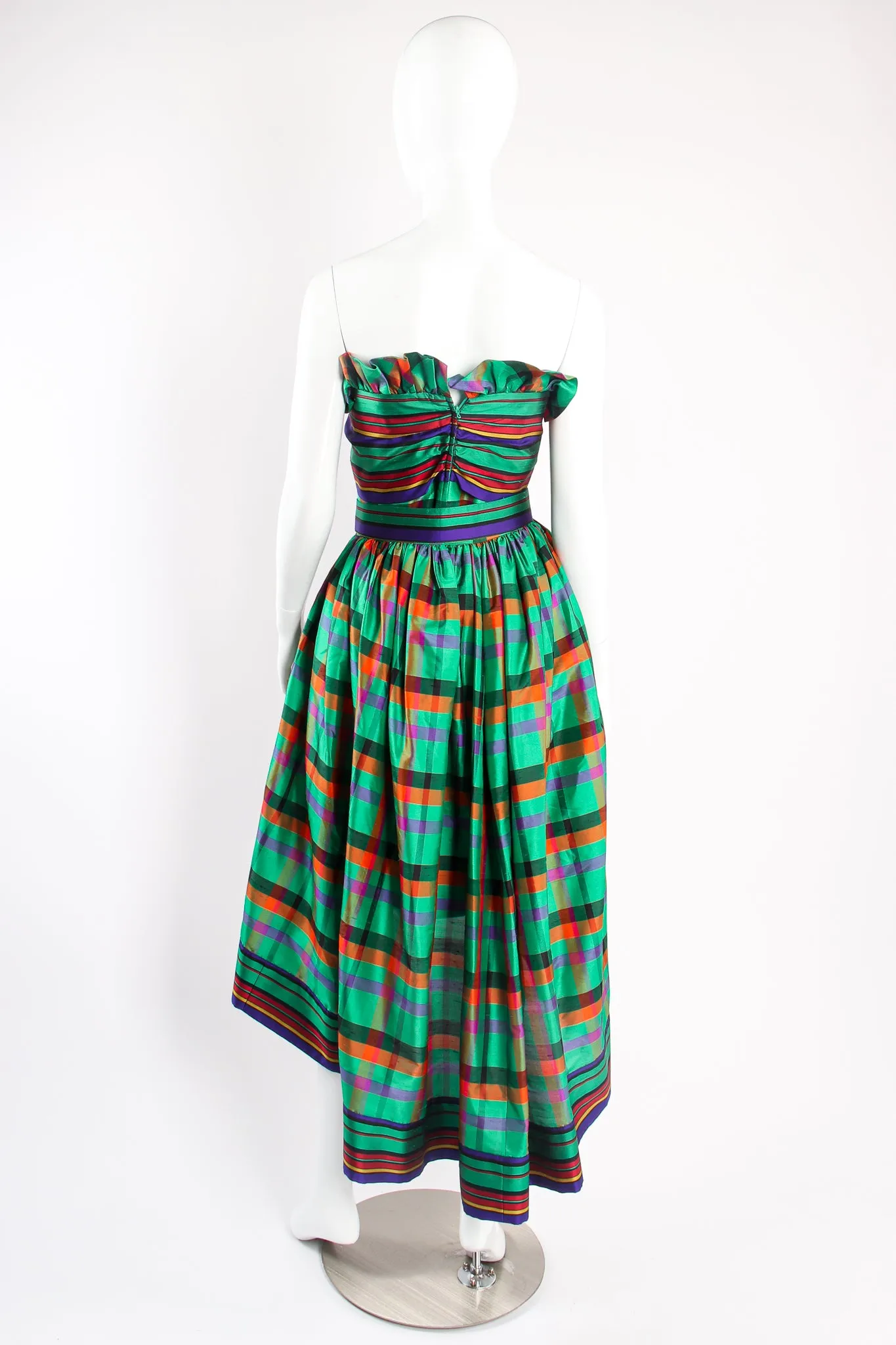 Rainbow Plaid Silk Dress & Skirt Set