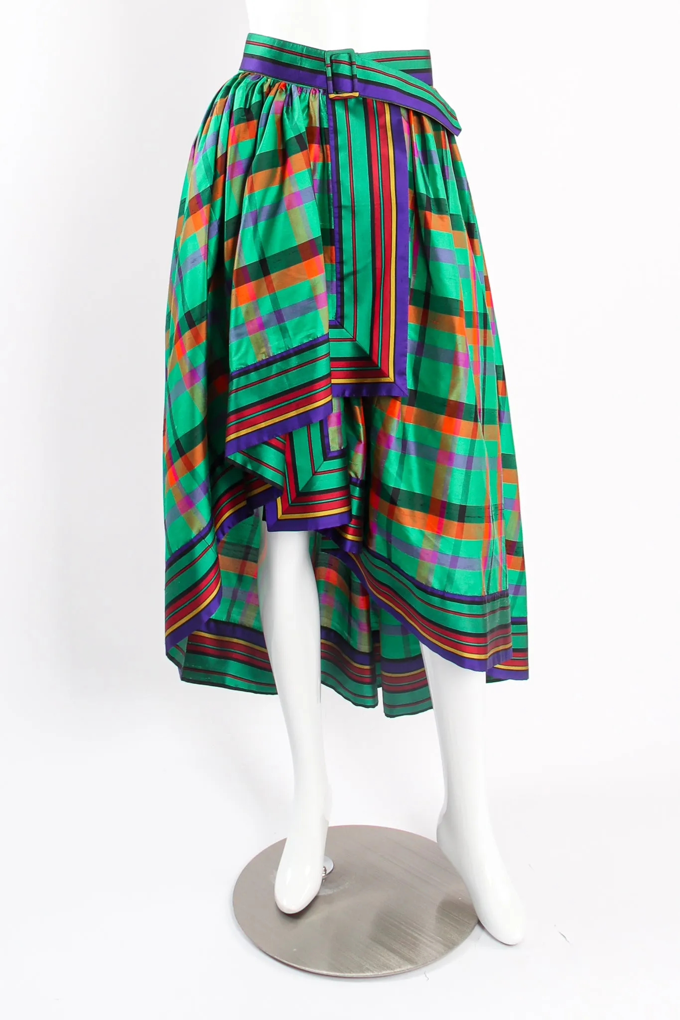 Rainbow Plaid Silk Dress & Skirt Set