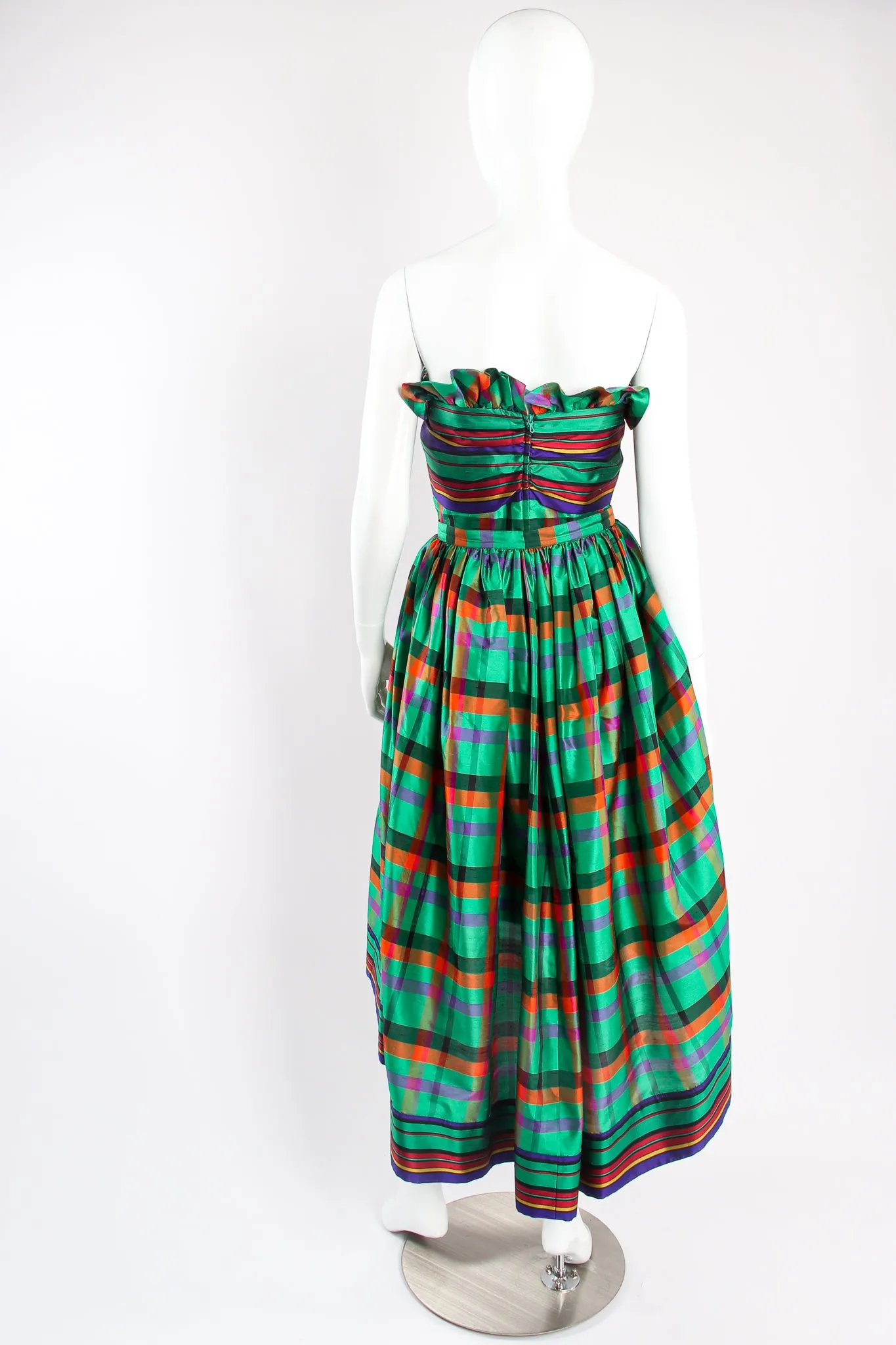 Rainbow Plaid Silk Dress & Skirt Set