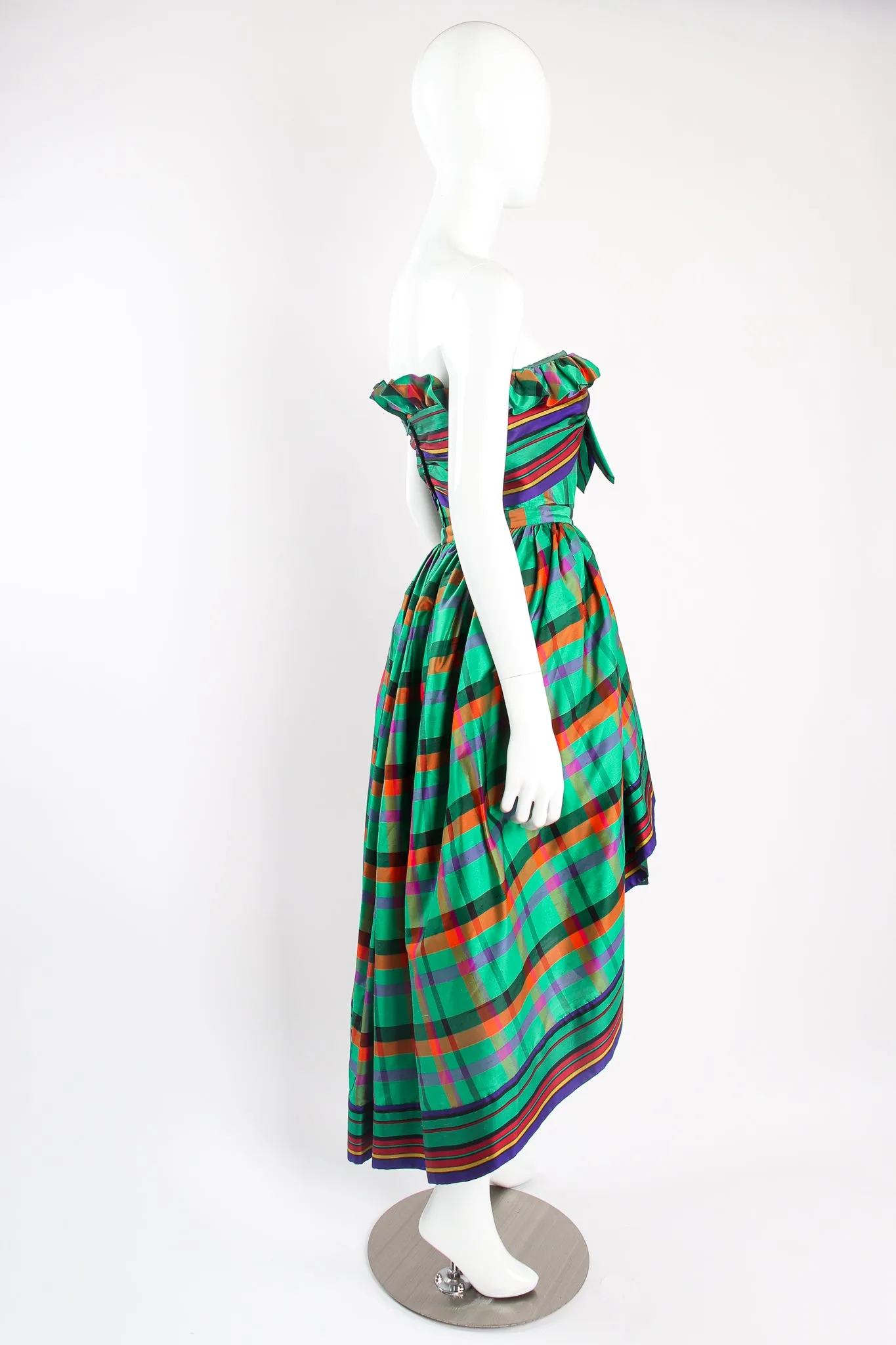 Rainbow Plaid Silk Dress & Skirt Set