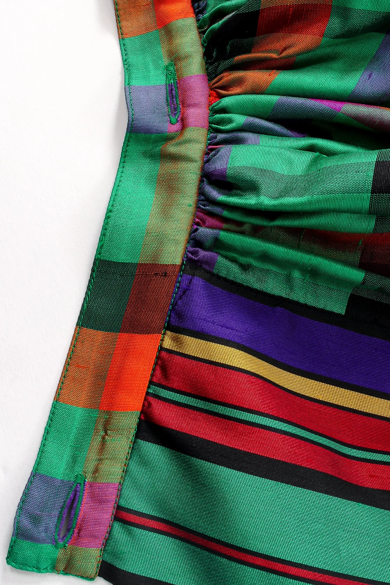 Rainbow Plaid Silk Dress & Skirt Set