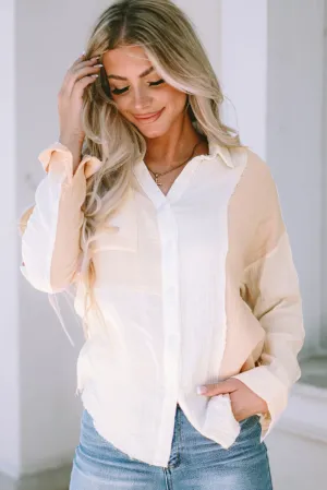 Raw Hem Textured Shirt