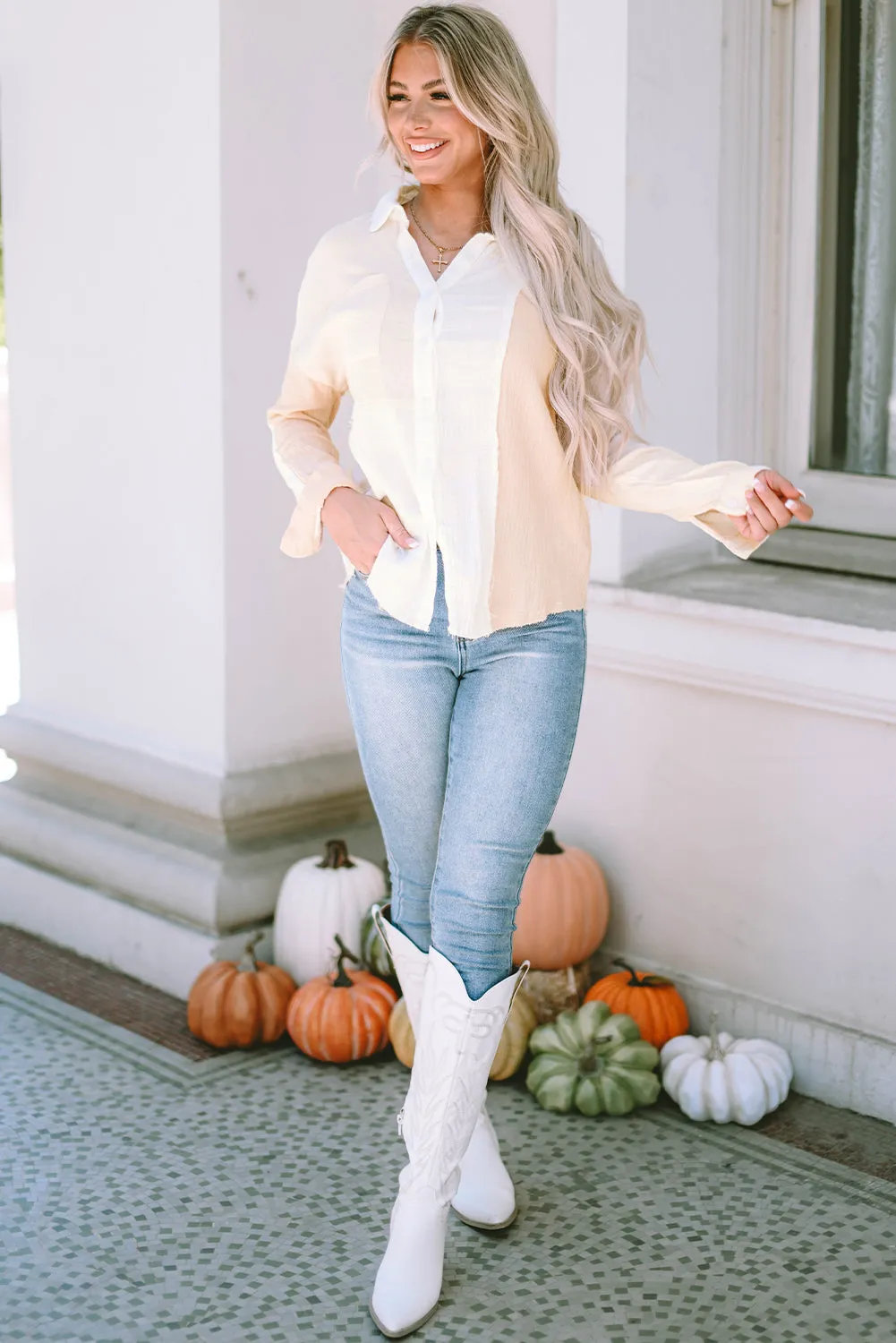 Raw Hem Textured Shirt