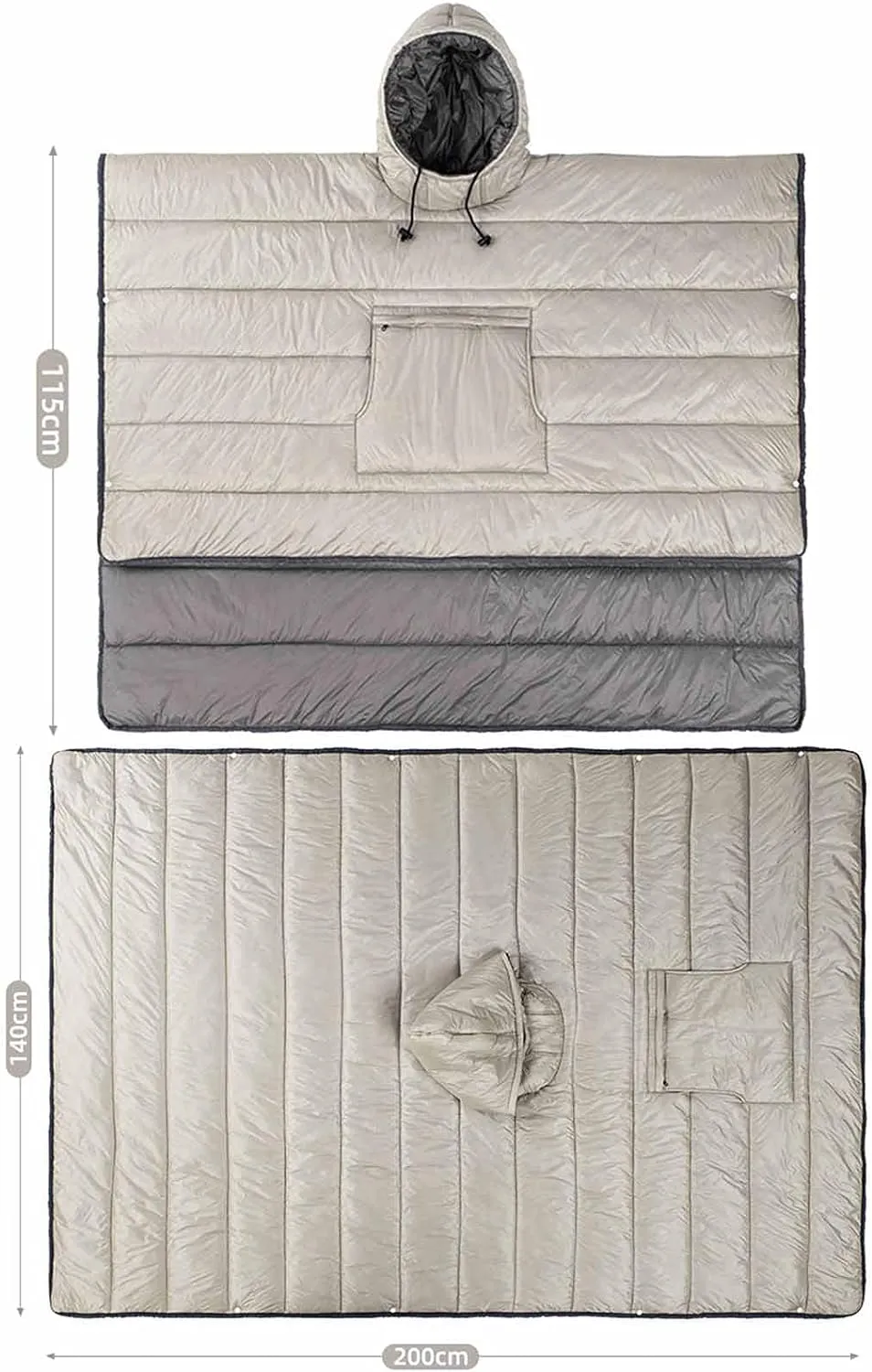 Recon GS2U De Luxe Multi Purpose Quilted 3-1 Poncho/Blanket/sleeping bag