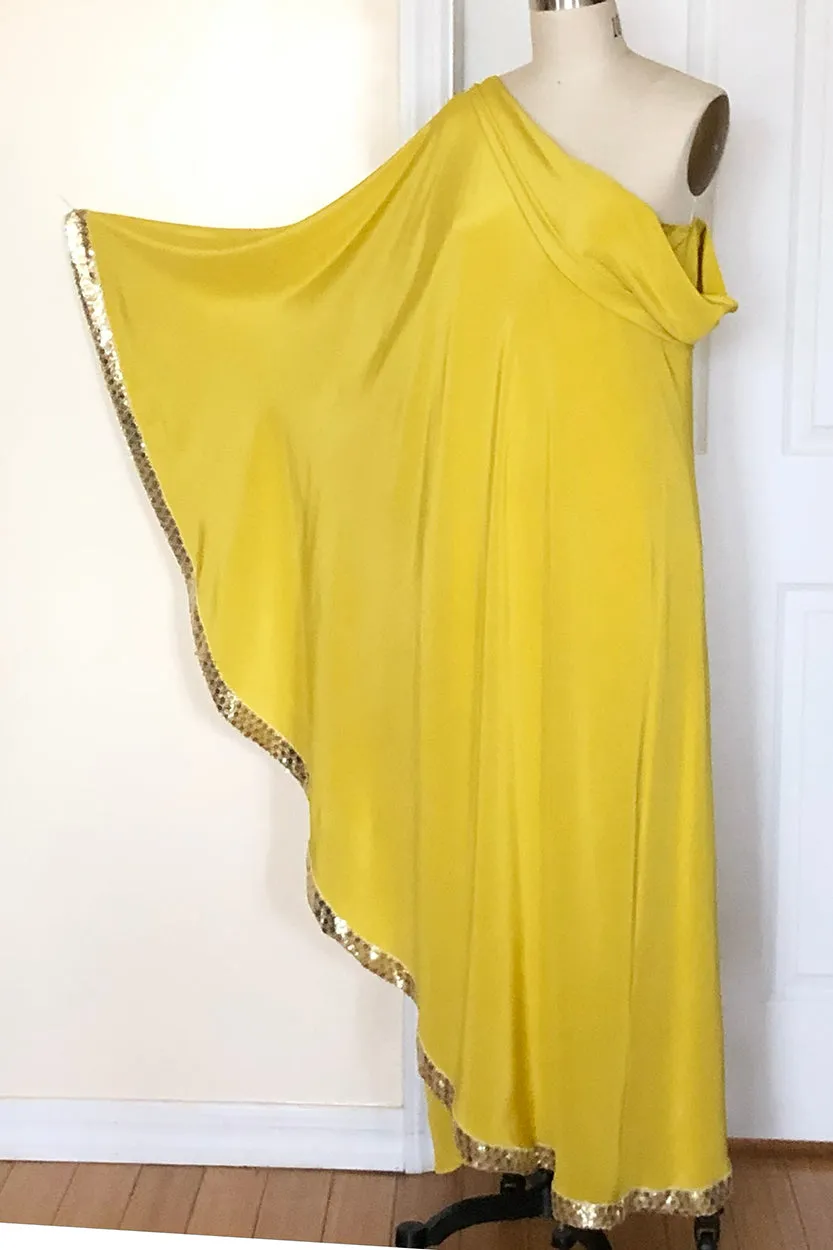 Red Carpet Silk Cape Dress (Yellow) Style #7810AR