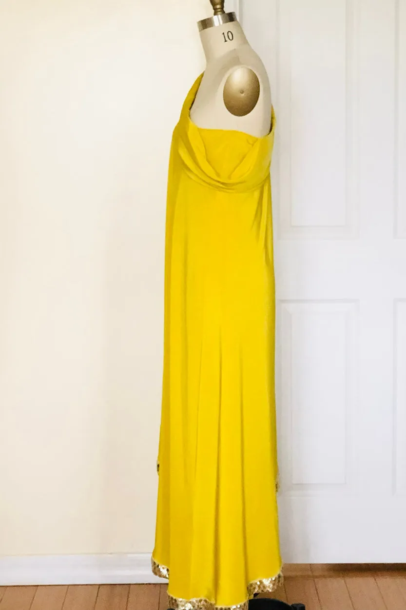 Red Carpet Silk Cape Dress (Yellow) Style #7810AR