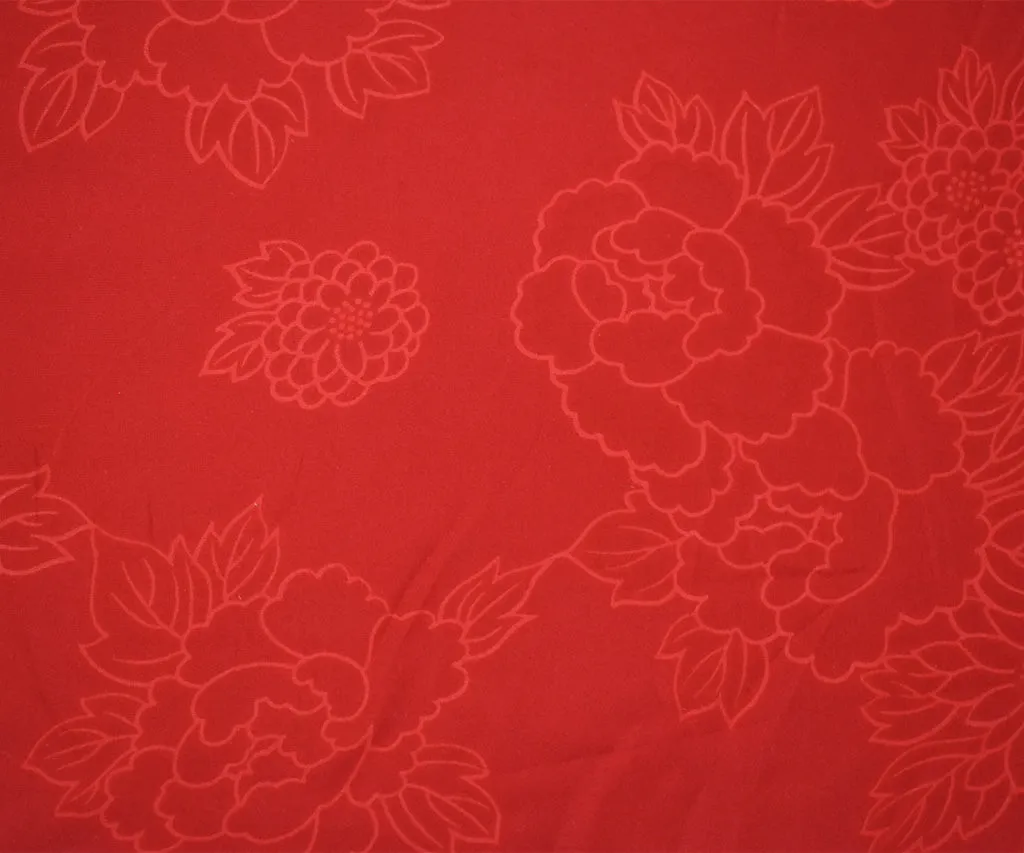 Red-Coral Silk Floral Printed Charmeuse Woven Fabric