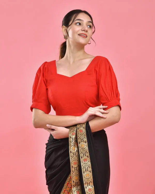 Red Crop Top Blouse