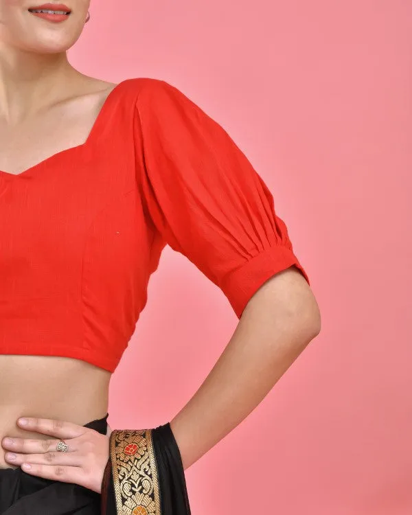 Red Crop Top Blouse