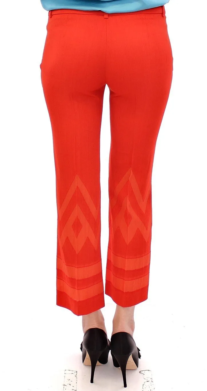 Red Pants Cropped 3/4 Short Nude Capri