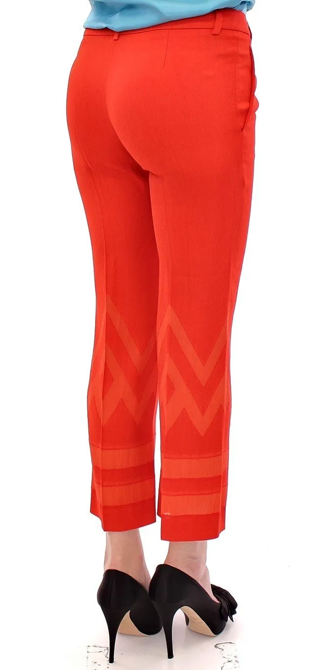 Red Pants Cropped 3/4 Short Nude Capri