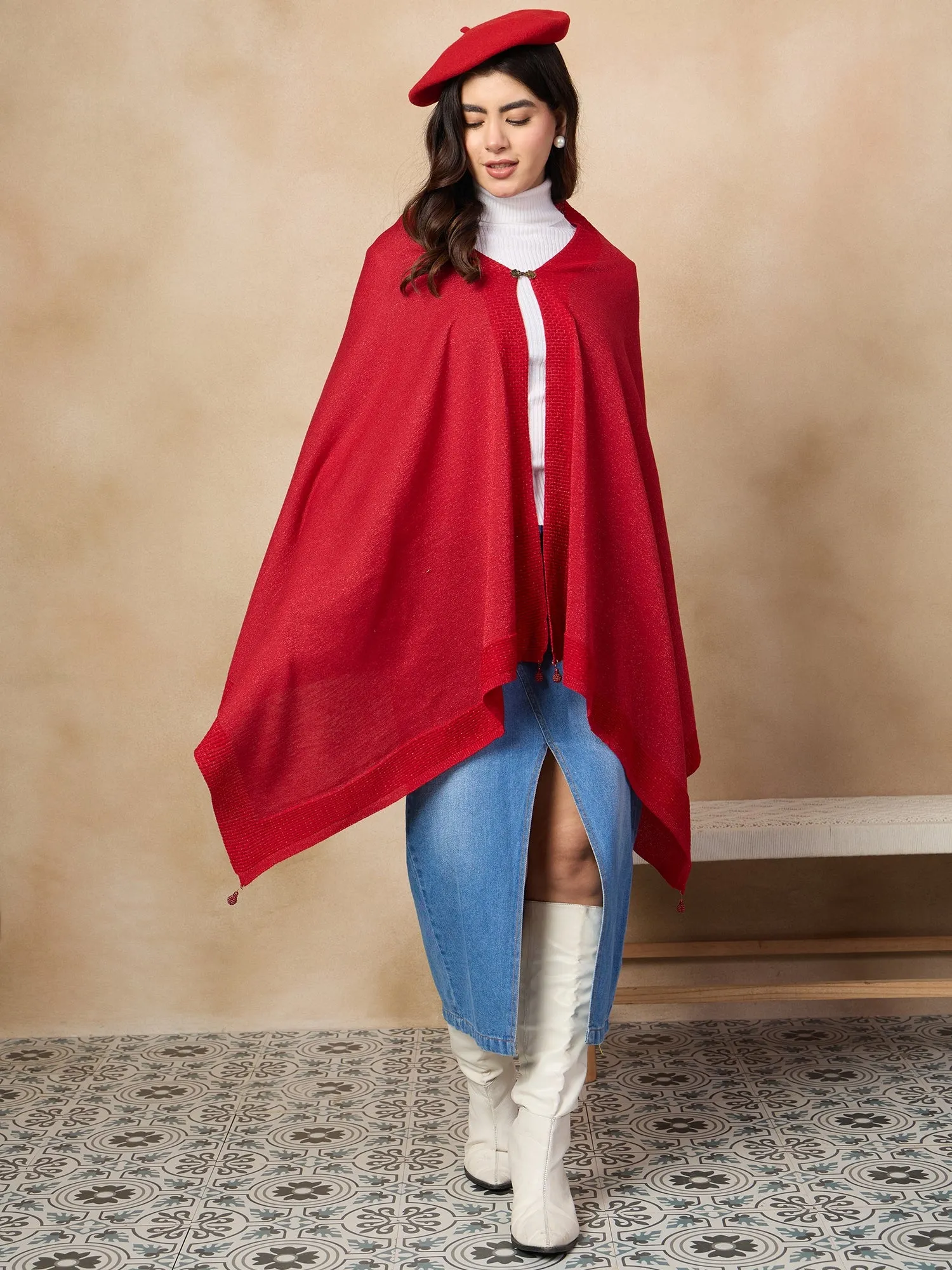 Red Shimmer Poncho