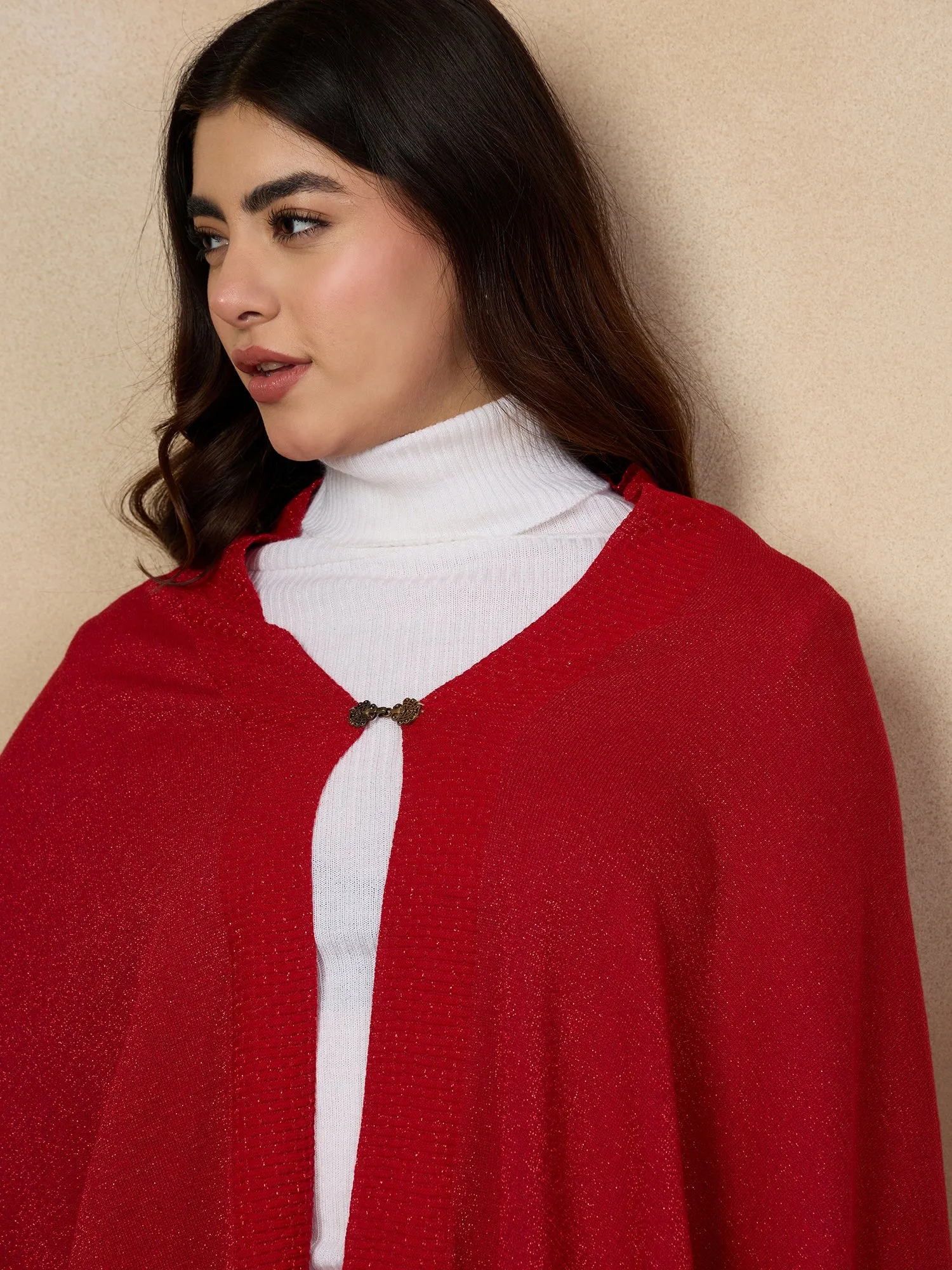 Red Shimmer Poncho