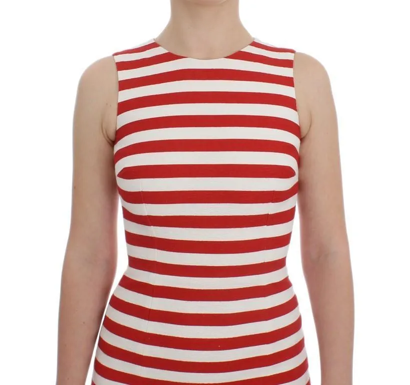 Red White Striped Stretch Sheath Dress