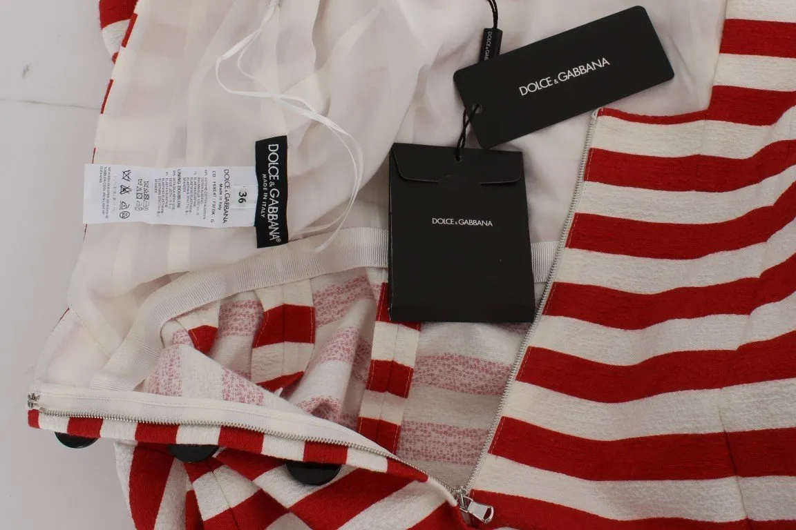 Red White Striped Stretch Sheath Dress