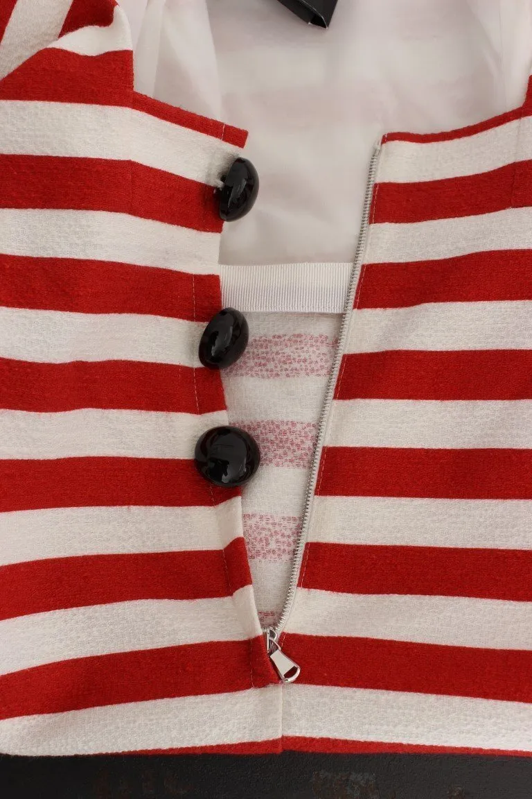 Red White Striped Stretch Sheath Dress