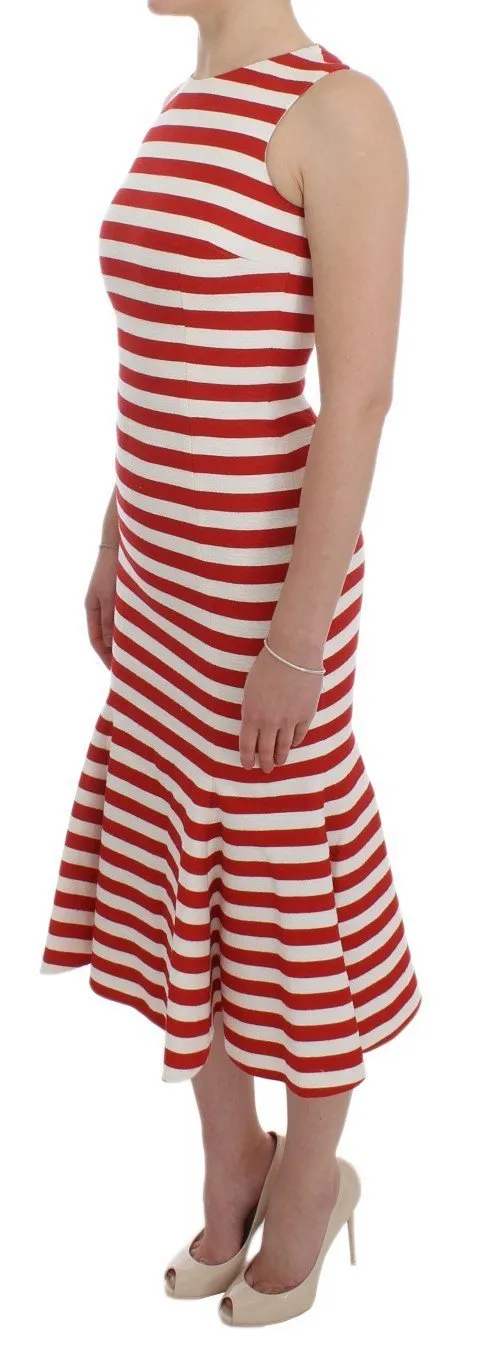 Red White Striped Stretch Sheath Dress