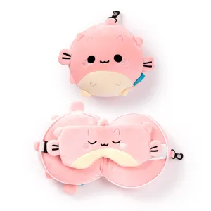 Relaxeazzz Travel Pillow & Eye Mask  - Puff the Puffer Fish