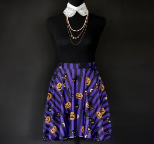 Retro Halloween Cat Skirt - Purple