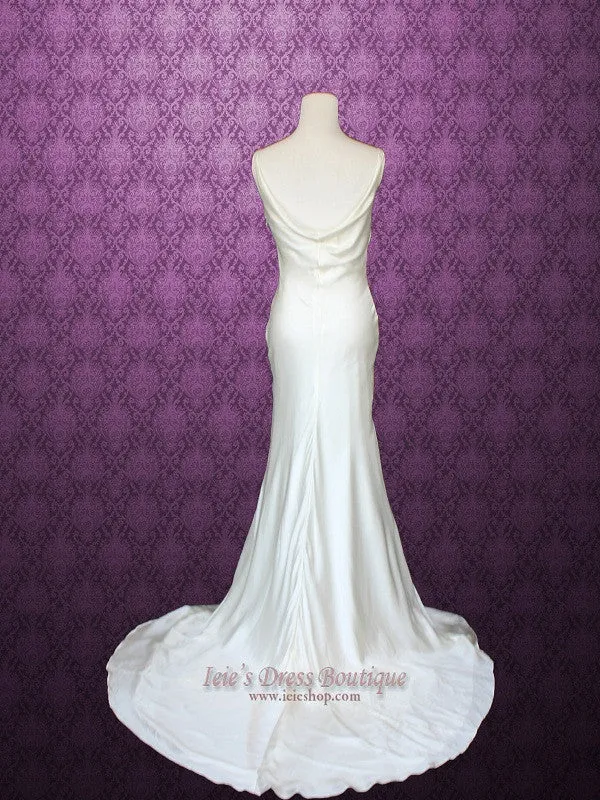 Retro Hollywood Vintage Style Cowl Neck Silk Wedding Gown RITA