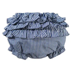 Royal Blue Gingham Girl Ruffled Diaper Cover