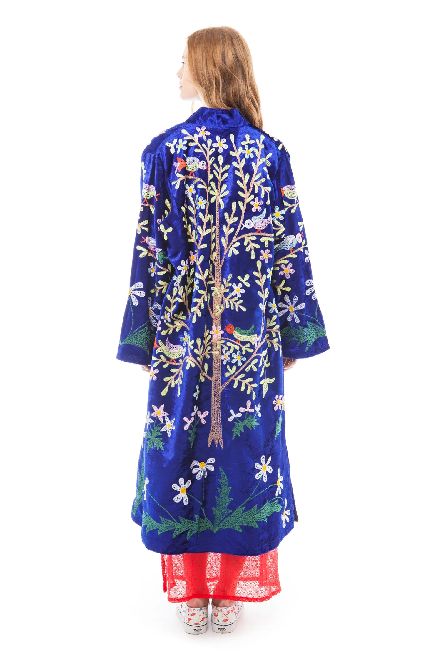 Royal Blue Velvet and Multi-Colour Embroidered Robe